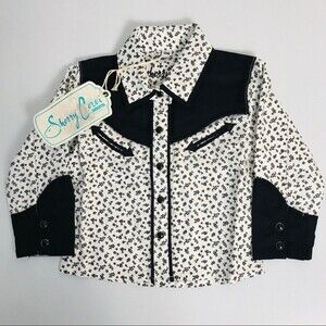 Sherry Cervi by Resistol Black and White Western Snap Button Down Shirt 6 Months